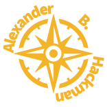 Alexander B. Hackman írói logó sárga színben