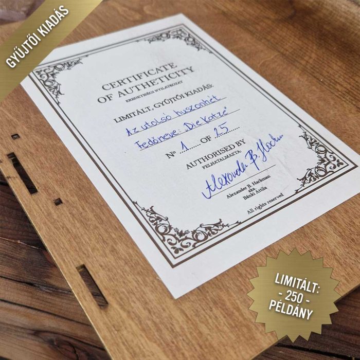 Az utolsó huszonhét gyűjtői példányának certificate-je